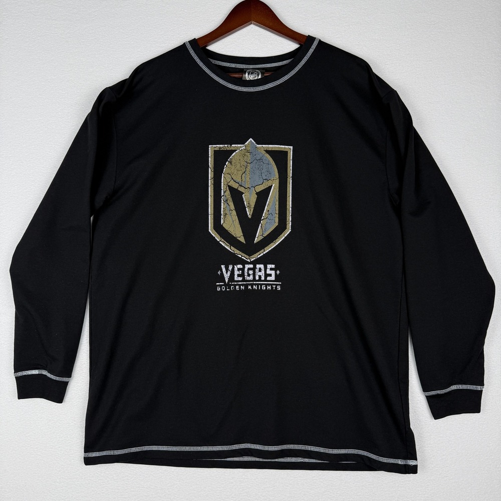 Calhoun NHL Las Vegas Golden Knights Long Sleeve Shirt Distressed Logo Mens XL